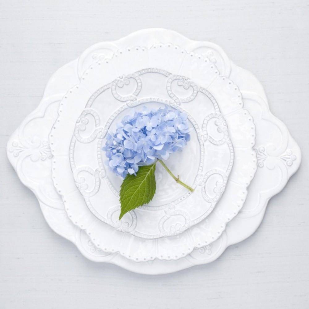 Bella Bianca Beaded White Dinner Plate Set of 4 - Maison de Kristine