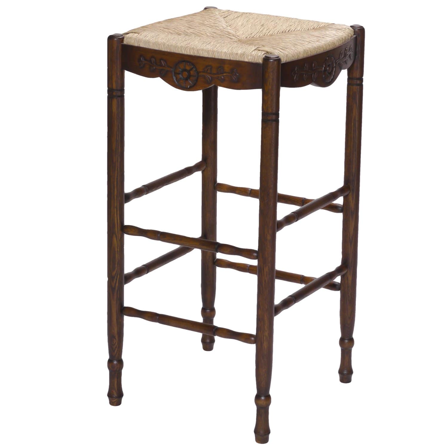 Backless Provence Rush Brown Barstools 24" Set of 2 - Maison de Kristine