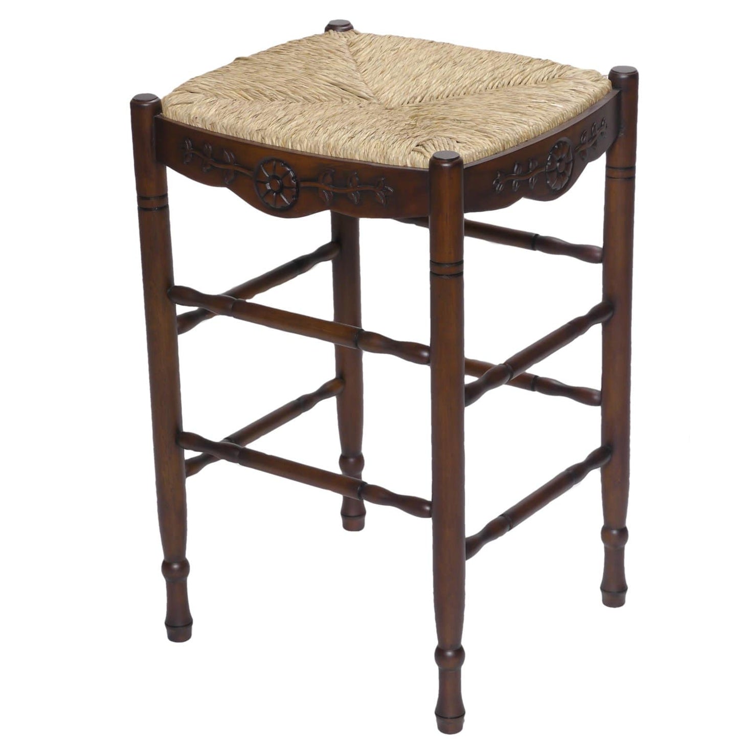 Backless Provence Rush Brown Barstools 24" Set of 2 - Maison de Kristine