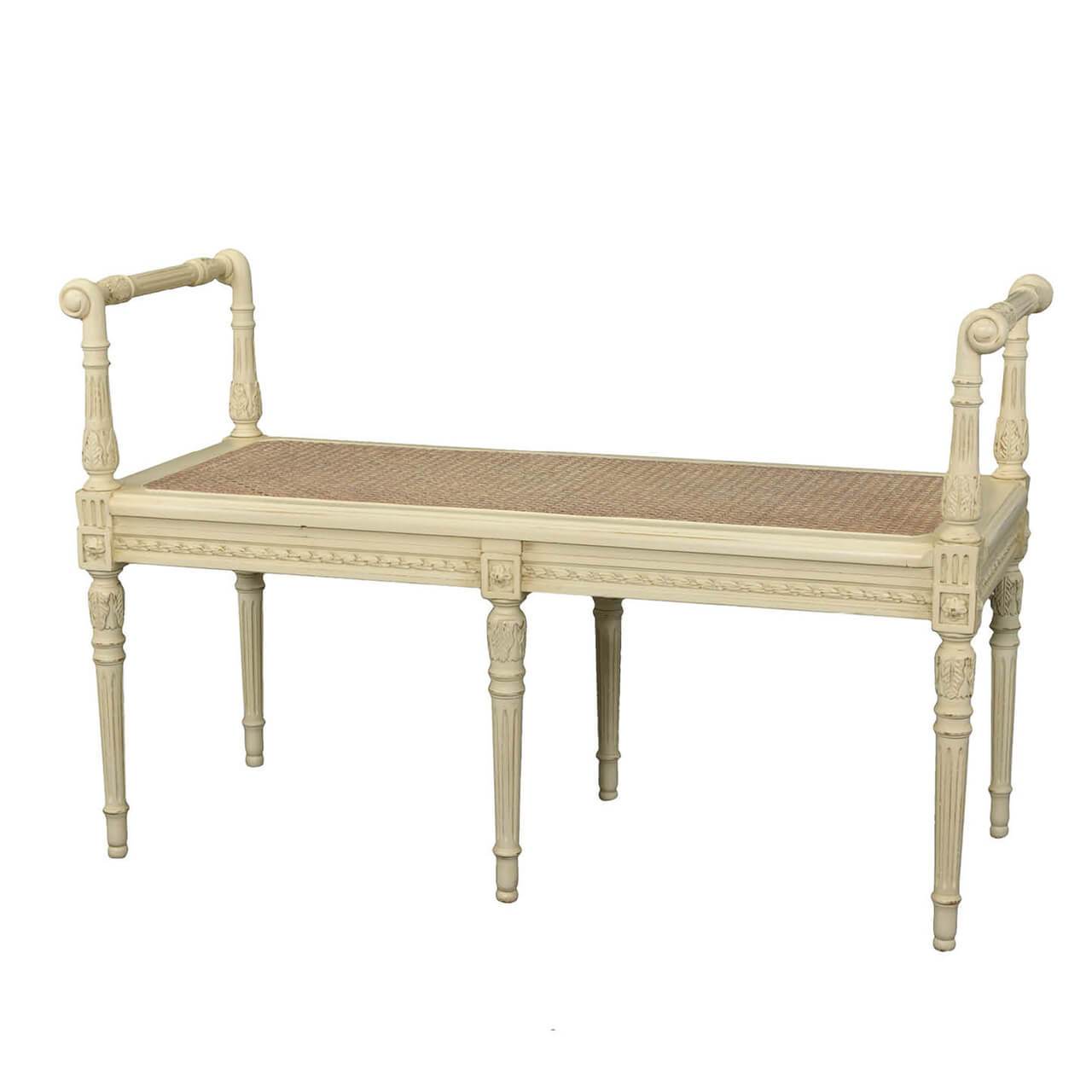 Alina Double Creme Bench With Cane Seat - Maison de Kristine