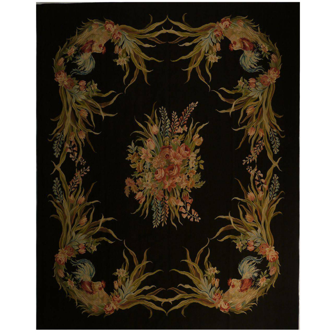 Black Something to Crow About Aubusson Rug - Maison de Kristine