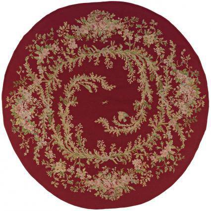 Le Jardin Round Red Aubusson Rug - Maison de Kristine