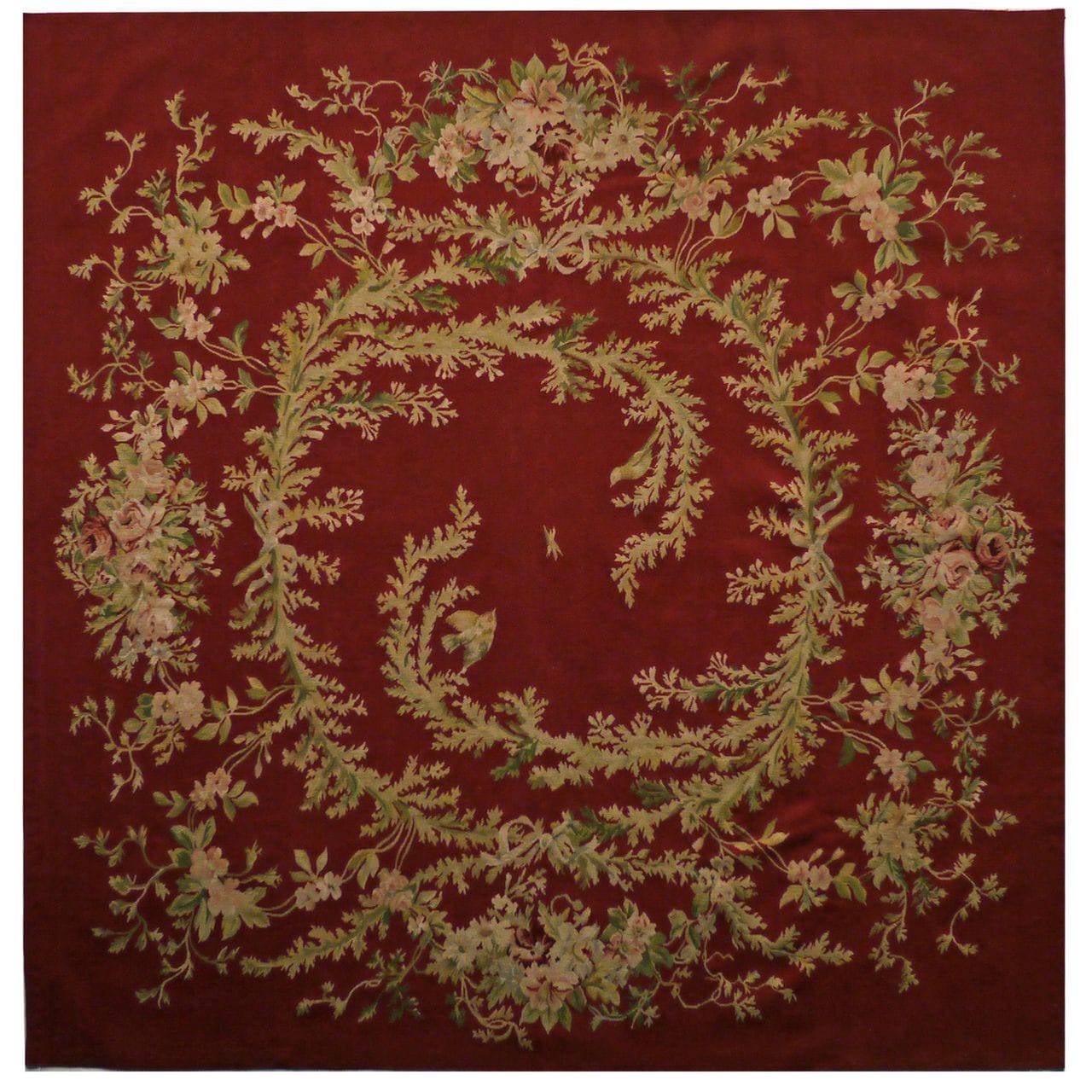 Le Jardin Square Red Rug - Maison de Kristine