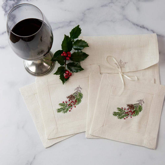 Natale Sprig Cocktail Napkins Set of 4 by Arte Italica