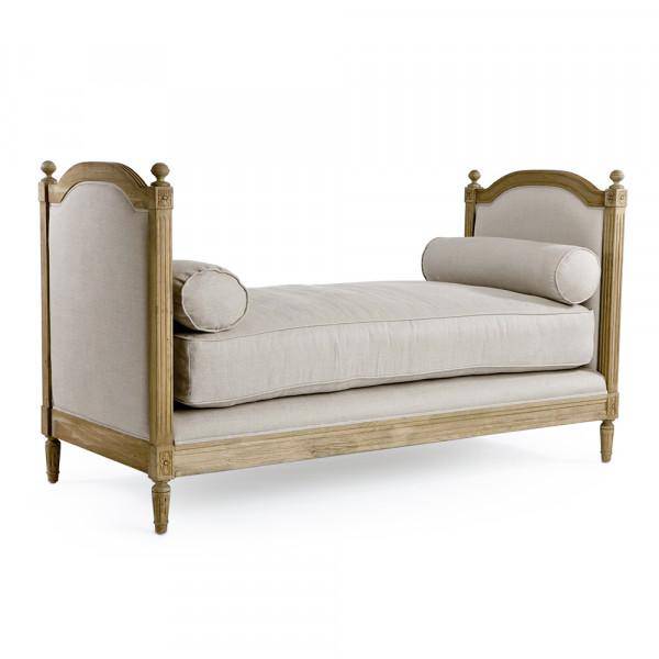 Antoinette Bed Gray Oak with Natural Linen Fabric - Maison de Kristine