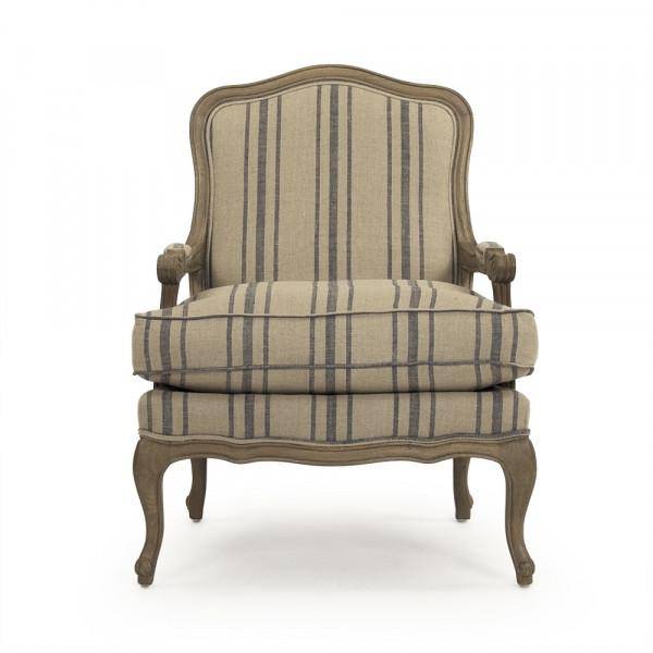 Bastille Blue Stripe Beige Love Arm Chair - Maison de Kristine