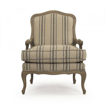 Bastille Blue Stripe Beige Love Arm Chair - Maison de Kristine