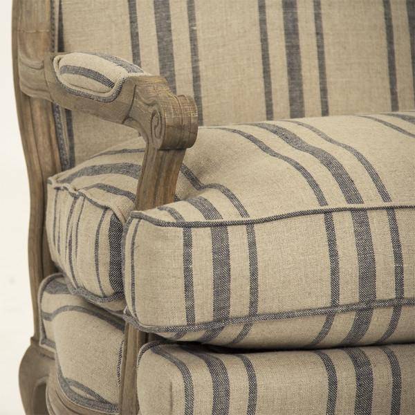 Bastille Blue Stripe Beige Love Arm Chair - Maison de Kristine