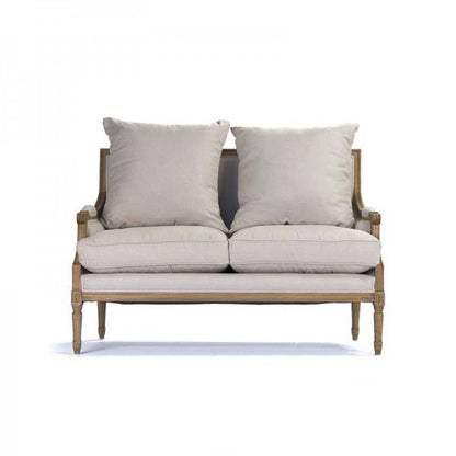 Louis Settee 2 Seat Natural Linen - Maison de Kristine